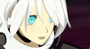 1girl 3d animated animated_gif arc_system_works bouncing_breasts breasts bullet cleavage elphelt_valentine female_focus flower guilty_gear_xrd:_revelator gun large_breasts rifle rose solo weapon