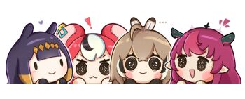 ! ... 4girls :3 :d ahoge animal_ear_fluff animal_ears bags_under_eyes black_hair blonde_hair blunt_bangs blush blush_stickers brown_hair chibi chibi_only closed_mouth colored_tips commentary earclip eyelashes hakos_baelz heart highres hololive hololive_english horns irys_(hololive) moon_ldl mouse_ears mouse_girl multicolored_hair multiple_girls nanashi_mumei ninomae_ina&#039;nis notice_lines open_mouth outline pointy_ears purple_hair red_hair simple_background smile smol_baelz smol_ina smol_irys smol_mumei solid_oval_eyes tentacle_hair virtual_youtuber white_background white_hair white_outline