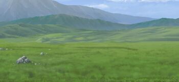 blue_sky cloud day field game_cg grass hill mountain no_humans non-web_source official_art outdoors rock scenery sky touhou touhou_gensou_eclipse