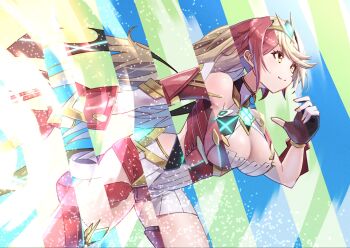 2girls breasts cleavage core_crystal_(xenoblade) large_breasts multiple_girls mythra_(xenoblade) pyra_(xenoblade) red_hair strail_cycleman xenoblade_chronicles_(series) xenoblade_chronicles_2