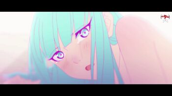 animated animated_gif blue_eyes blue_hair blush eyelashes girl_(anime_expo) happy kami-sama_(girl) long_hair looking_at_viewer open_mouth smile