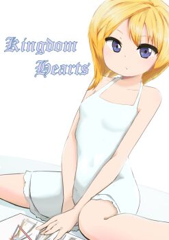 Rule 34 | 1girl, blonde hair, blue eyes, breasts, closed mouth, covered navel, dress, highres, kingdom hearts, kingdom hearts ii, looking at viewer, medium hair, namine, short dress, skirt, solo, white dress