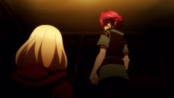 1boy 1girl animated audible_speech basket boots english_audio highres looking_over_shoulder madan_no_ou_to_vanadis nude reflection regin_estelle_loire_bastien_do_charles sound standing tigrevurmud_vorn turning_around undressing video water