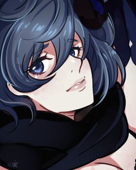 1girl blue_eyes blue_hair close-up drag-on_dragoon drag-on_dragoon_3 kokomi_(aniesuakkaman) scarf solo two_(drag-on_dragoon)