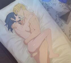 1boy 1girl animated bed blonde_hair blue_eyes blue_hair breasts cum cum_in_pussy dimitri_alexandre_blaiddyd female_byleth_(fire_emblem) fire_emblem fire_emblem:_three_houses hetero karini large_breasts medium_hair nintendo nude penis sex tagme vaginal video