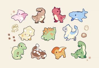 animal_focus animal_skull ankylosaurus anomalocaris archie_the_ankylosaurus_(afternoon_fika) artist_name black_eyes blush_stickers brachiosaurus bruce_the_brachiosaurus bruce_the_brachiosaurus_(afternoon_fika) carl_the_carnotaurus_(afternoon_fika) carnotaurus chibi closed_mouth commentary dinosaur dinosaur_skull egg english_commentary feathered_dinosaur feathered_raptor footprints fossil full_body ida_(floofyfluff) looking_at_viewer marina_the_mosasaurus_(afternoon_fika) mosasaurus no_humans open_mouth original parasaurolophus peggy_the_parasaurolophus_(afternoon_fika) pontus_the_pteranodon_(afternoon_fika) pterosaur raptor sally_the_stegosaurus_(afternoon_fika) simple_background smile spinosaurus spud_the_spinosaurus_(afternoon_fika) star_(symbol) stegosaurus teodor_the_t_rex_(afternoon_fika) tongue trevor_the_triceratops_(afternoon_fika) triceratops tyrannosaurus_rex velociraptor vivi_the_velociraptor_(afternoon_fika) yellow_background