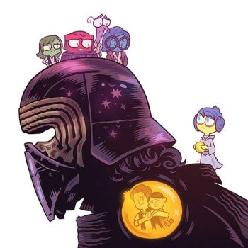 aged_down anger_(inside_out) ben_solo black_hair company_connection cosplay darth_vader_(cosplay) disgust_(inside_out) disney dual_persona father_and_son fear_(inside_out) han_solo han_solo_(cosplay) helmet inside_out jedi joy_(inside_out) jpeg_artifacts kylo_ren mask parody pixar princess_leia_(cosplay) sadness_(inside_out) spoilers star_wars