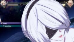 2b_(nier:automata) 2girls 3d animated breasts crossover dark-skinned_female dark_skin fighting granblue_fantasy granblue_fantasy_versus:_rising highres multiple_girls nier:automata nier_(series) nipples nude nude_filter nude_mod outdoors sound sword tagme third-party_edit video weapon white_hair zooey_(granblue_fantasy)