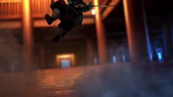 2boys akaza_(kimetsu_no_yaiba) animated battle destruction kamado_tanjirou kimetsu_no_yaiba multiple_boys sword tagme video weapon