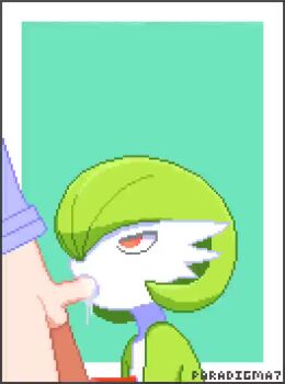 1boy 1girl :o animated blinking blue_sweater blush bob_cut border bottomless collared_shirt colored_skin erection fellatio gardevoir gen_3_pokemon green_background green_hair green_skin grey_eyes hair_over_one_eye hetero interspecies looking_at_another looping_animation multicolored_skin nintendo one_eye_covered oral outside_border paradigma7 penis pixel_art pokemon pokemon_(creature) pokemon_focus pokemon_omega_ruby_and_alpha_sapphire red_eyes saliva shirt short_hair shota simple_background speech_bubble spoken_character sweater swept_bangs tagme testicles two-tone_skin uncensored video wally_(pokemon) white_border white_shirt white_skin