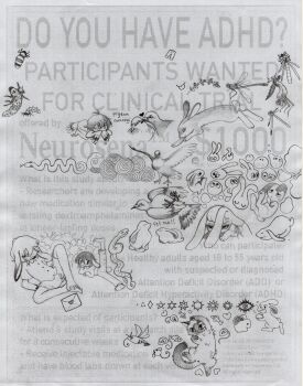 absurdres animal_ears beak bird bird_tail bird_wings bug cat caterpillar clinical_trial_(game) dragonfly fish greyscale highres homunculus100 insect larva monochrome moth official_art pants pigeon plant praying_mantis rabbit rabbit_ears sketch snake tail wings x_anus