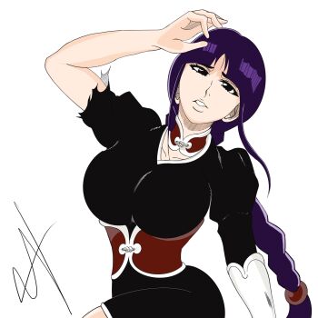 1girl bkaart27 bleach bleach:_sennen_kessen-hen braid braided_ponytail breasts highres kurotsuchi_nemu large_breasts long_hair shihakusho solo