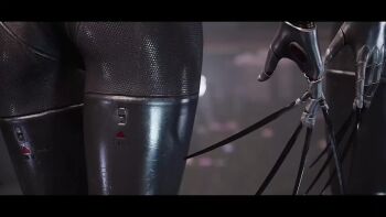 2girls animated ass ass_focus atomic_heart ballerina claws curvy fingernails jacket laughing left_(atomic_heart) long_fingernails metal_skin multiple_girls nude right_(atomic_heart) robot sharp_fingernails short_hair tagme video voice_actor yellow_jacket