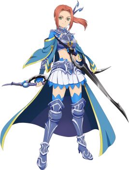 1girl artist_request breasts eleanor_hume full_body game_cg green_eyes highres holding holding_sword holding_weapon looking_at_viewer official_art pink_hair smile solo sword tales_of_(series) tales_of_asteria tales_of_berseria third-party_source transparent_background weapon