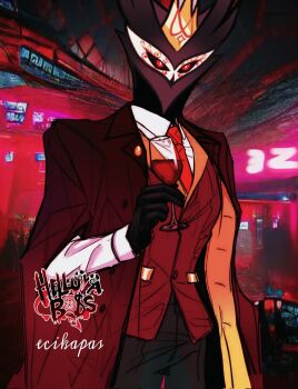1boy black_sclera colored_sclera crown demon_boy furry furry_male gold_crown hellaverse helluva_boss highres looking_at_viewer notah8rjustfax owl_boy paimon_(helluva_boss) red_eyes solo