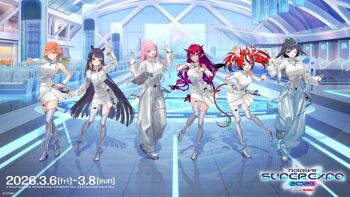 Rule 34 | 6+girls, artist request, blue pants, boots, cropped jacket, full body, hakos baelz, hashtag-only commentary, highres, hololive, hololive english, holomyth, holopromise, jacket, jewelry, long hair, looking at viewer, miniskirt, mori calliope, multiple girls, necklace, ninomae ina'nis, official alternate costume, official art, ouro kronii, pants, second-party source, shirt, short hair, single sleeve, skirt, standing, takanashi kiara, thigh boots, turtleneck, very long hair, virtual youtuber, white boots, white jacket, white pants, white shirt, white skirt