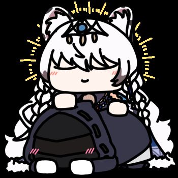 1girl 1other ambiguous_gender animal_ear_fluff animal_ears animated animated_gif blue_archive blush braid chibi chibi_only closed_eyes closed_mouth doctor_(arknights) headpat leopard_ears leopard_girl long_hair official_alternate_costume pramanix_(arknights) pramanix_the_prerita_(arknights) seseren simple_background smile snow_leopard_ears snow_leopard_girl transparent_background twin_braids very_long_hair white_hair