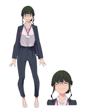 1girl ^_^ anime_coloring anosillus_ii belt belt_buckle black_belt black_jacket black_pants black_suit braid breasts buckle closed_eyes closed_mouth collared_shirt commentary_request concept_art cropped_shoulders dot_nose earrings facing_viewer formal_clothes full_body glasses green_hair gridman_universe hair_up heart heart_earrings id_card jacket jewelry lanyard lapels long_sleeves looking_at_viewer multiple_expressions multiple_views musical_note musical_note_print notched_lapels official_art open_clothes open_collar open_jacket orange_eyes pants partially_unbuttoned red_eyes reference_sheet sakamoto_masaru shirt shirt_tucked_in short_hair_with_long_locks sidelocks simple_background smile solo ssss.dynazenon standing stud_earrings suit treble_clef wavy_sidelocks white_background white_shirt