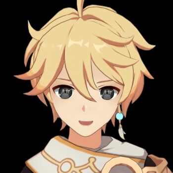 1girl aether_(genshin_impact) black_gloves blunt_ends bodystocking eyeshadow flower-shaped_pupils genshin_impact gloves gold_trim hair_between_eyes long_hair looking_at_viewer lumine_(genshin_impact) makeup mandarin_collar mihoyo multicolored_hair non-web_source red_eyeshadow solo symbol-shaped_pupils tassel vision_(genshin_impact)