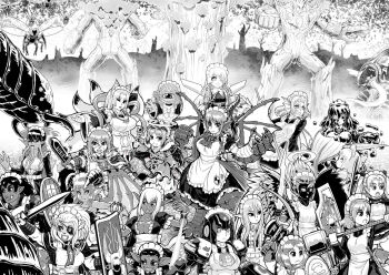 6+girls android angel angel_wings apron asymmetrical_wings axe battle beholder black_skin bow_(weapon) braid breasts claws cleavage colored_skin cyclops dark-skinned_female dark_elf dark_skin demon_girl demon_horns demon_wings dragon_girl dragon_tail dragon_wings dual_wielding dwarf elf extra_eyes eyepatch fangs feathered_wings female_goblin female_orc fins giant_insect goblin greyscale grin halo hammer head_fins holding horns humanoid_robot kensaint kitsune large_breasts long_hair maid maid_apron maid_headdress mermaid monochrome monster_girl multiple_girls multiple_tails multiple_tongues one-eyed one_eye_closed open_mouth orc original pointy_ears robot scales scepter sharp_teeth shield single_braid slime_girl slit_pupils smile sword tail teeth treant tusks vambraces vampire war_hammer warhammer weapon wings wrist_cuffs