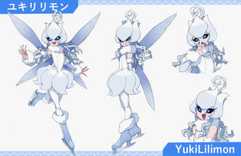 digimon digimon_(creature) fang ice_skates lilimon looking_at_viewer loyaldis oridigi original skates smile wings