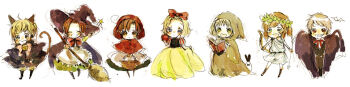 6+boys ahoge ancient_greek_clothes animal_ears apple arrow_(projectile) axis_powers_hetalia bad_id bad_pixiv_id basket blonde_hair bow bow_(weapon) broom brown_hair cape cat_ears cat_tail chiton food fruit greco-roman_clothes hair_bow hat head_wreath hungary_(hetalia) latvia_(hetalia) laurel_wreath little_red_riding_hood_(fairy_tale) little_red_riding_hood_(fairy_tale_character) long_image male_focus multiple_boys northern_italy_(hetalia) poland_(hetalia) prussia_(hetalia) sleeping_beauty_(disney) sleeping_beauty_(fairy_tale) snow_white_(fairy_tale) snow_white_(fairy_tale_character) southern_italy_(hetalia) stola tail toga u-nico united_kingdom_(hetalia) vampire wand weapon wide_image witch witch_hat