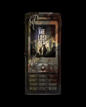 black_background derivative_work english_text highres keypad logo no_humans object_focus phone pixel_art pixelianska simple_background sony_ericsson tentacles the_last_of_us the_last_of_us_(series)
