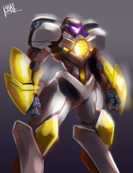 absurdres assault_visor cannon checkerboardazn chest_cannon crossover ember_celica_(rwby) energy energy_cannon energy_weapon fusion gauntlets gipsy_danger glowing glowing_eyes highres jaeger_(pacific_rim) legendary_pictures machine mecha no_humans nuclear_vortex_turbine pacific_rim pan_pacific_defense_corps personification purple_eyes robot rooster_teeth rwby science_fiction solo standing visor yang_xiao_long