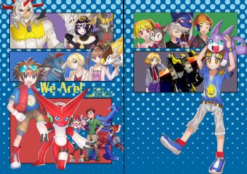 Rule 34 | akashi tagiru, amano nene (digimon xros wars), amano yuu (digimon), aonuma kiriha, astamon, bagramon, ballistamon, blastmon, cutemon, darkknightmon, digimon, digimon xros wars, digimon xros wars: toki wo kakeru shounen hunter-tachi, dracumon, gumdramon, hair ornament, hairclip, highres, hinomoto akari, horns, kudou taiki, lilithmon, long hair, metalgreymon (digimon xros wars), mogami ryouma, one eye closed, opossummon, orange eyes, ponytail, red hair, shoutmon, sparrowmon, split ponytail, suzaki airu, tactimon, tobari ren, tsurugi zenjirou, twintails, wink