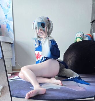 Rule 34 | cosplay, cosplay photo, gawr gura, gawr gura (1st costume), gawr gura (cosplay), iruri, photo (medium), thick thighs, thighs