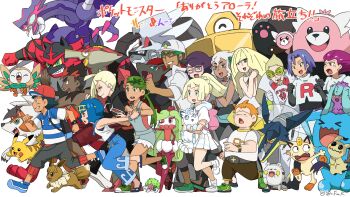 >_< +_+ 6+boys 6+girls :> :3 alolan_form alolan_vulpix aqua_eyes ash_ketchum backpack bag baseball_cap belt bewear black_bag black_gloves black_hair black_hoodie blonde_hair blue_eyes blue_hair blue_pants blue_sandals blue_shirt blue_shoes blush blush_stickers bracelet bright_pupils brown_pants bug claws clenched_hands closed_eyes closed_mouth coin colored_sclera commentary_request dark-skinned_male dark_skin drawstring earrings eevee elbow_gloves everyone eyelashes faba_(pokemon) facial_hair fangs flower flying from_side gen_1_pokemon gen_2_pokemon gen_4_pokemon gen_5_pokemon gen_7_pokemon gladion_(pokemon) gloves goatee gold green-framed_eyewear green_eyes green_headband green_shoes grey_belt grey_overalls grey_pants grey_tank_top hair_bun hair_flower hair_ornament hairband hat headband highres holding holding_pokemon hood hood_down hoodie incineroar insect_wings jacket james_(pokemon) jessie_(pokemon) jewelry keita_(spitfire) kiawe_(pokemon) koban_(gold) lana_(pokemon) legendary_pokemon lillie_(pokemon) long_hair lusamine_(pokemon) lycanroc lycanroc_(dusk) mallow_(pokemon) mandibles mareanie melmetal mimikyu motion_blur multicolored_hair multiple_boys multiple_girls mythical_pokemon naganadel naruto_run nintendo no_sclera nut_(hardware) one-eyed one_eye_closed open_mouth orange_hair overall_shorts overalls pants pikachu pink_bag pink_eyes pink_flower pink_frills pink_hair pink_shirt pokemon pokemon_(anime) pokemon_(creature) pokemon_sm_(anime) professor_burnet professor_kukui purple_hair red_hair rowlet running sandals scared shaymin shaymin_(land) shirt shoes short_hair silvally simple_background single_hair_bun sleeveless sleeveless_shirt smile sophocles_(pokemon) standing standing_on_one_leg striped_clothes striped_shirt stufful sweatdrop t-shirt tank_top team_rocket team_rocket_uniform teeth thick_eyebrows tinted_eyewear togedemaru translation_request tsareena turtonator twintails two-tone_eyebrows two-tone_hair ultra_beast undercut upper_teeth_only vikavolt white_background white_gloves white_hat white_jacket white_pupils white_shirt white_shoes wicke_(pokemon) wings wobbuffet yellow_hairband yellow_sclera z-ring zoroark