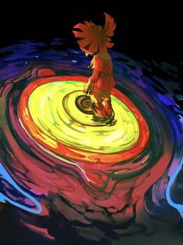 1boy beak disembodied_eye fingerless_gloves gloves green_shorts hat highres majora_(zelda) nasagina nintendo red_shirt shirt shoes short_sleeves shorts skull_kid the_legend_of_zelda the_legend_of_zelda:_majora's_mask