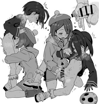 1boy 1girl ^^^ age_difference ahoge allister_(pokemon) assertive_female bar_censor barbarian_tk black_hair blush bobby_socks boots breath cardigan censored closed_eyes collared_dress collared_shirt commentary_request cum deepthroat dress ejaculation erection fellatio foreskin gloria_(pokemon) gloves greyscale handjob hat heart hetero highres hood hooded_cardigan long_sleeves mask monochrome nintendo onee-shota open_mouth oral partially_fingerless_gloves penis plaid_clothes plaid_legwear pokemon pokemon_swsh shirt shoes short_hair shota simple_background single_glove small_penis socks sweat tam_o&#039;_shanter testicles trembling unworn_mask welcoming_fellatio white_background
