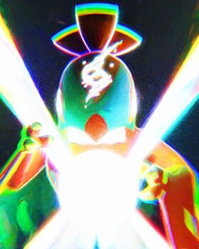 absurdres bird commentary english_commentary gen_6_pokemon glowing glowing_eyes hawlucha highres luchador luchador_mask mask mega_evolution mega_evolution_symbol nintendo no_humans plume pokemon pokemon_(creature) pokemon_focus pokemon_legends:_z-a rivalclay talons wing_cape wings