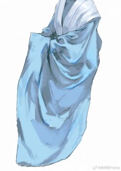 Rule 34 | 1other, ambiguous gender, banbi, blue hanfu, blue vest, chinese clothes, clothes focus, hanfu, head out of frame, long sleeves, original, satin, vest, wide sleeves, yu mingqing yeimq