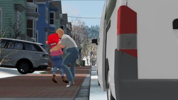 1boy 1girl 3d age_difference artist_request ass backpack bag flat_chest highres kidnapped loli motor_vehicle original outdoors peril randoseru restrained tagme van vehicle