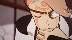 1boy 1girl 3d animated baiken bar_censor censored cottontailva fellatio guilty_gear guilty_gear_xrd hetero large_penis licking licking_penis magmallow oral penis penis_grab penis_hold sound video