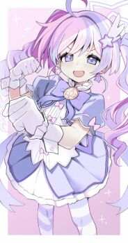 1girl ahoge blue_archive commentary_request gloves hair_ornament halo highres izuoku multicolored_hair official_alternate_costume pink_hair reisa_(blue_archive) reisa_(magical)_(blue_archive) solo star_(symbol) star_hair_ornament striped_clothes twintails white_gloves