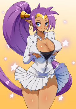 Rule 34 | 1girl, alternate costume, breasts, cleavage, dark-skinned female, dark skin, large breasts, ponytail, shantae, shantae (series), zuchysdraws