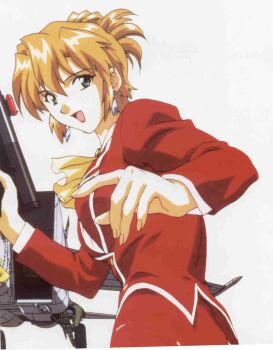 agent_aika aika_(series) gun highres open_mouth plane sumeragi_aika weapon