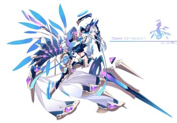 1boy animal_ears armor armored_boots bare_shoulders black_hairband blue_eyes blue_halo blue_horns blue_shorts boots buttons center_frills child closed_mouth collared_shirt commentary_request detached_sleeves double-breasted english_text exoskeleton expressionless fake_animal_ears fantasy fish floating_armor floating_headgear frills from_side full_body gem glowing_spikes hair_between_eyes hairband halo headgear high-waist_shorts highres holding holding_polearm holding_weapon hooves horns horse_ears knee_boots lance lolita_hairband long_sleeves looking_at_viewer looking_to_the_side macchoko male_focus mechanical_tail original partial_commentary pink_gemstone polearm science_fiction seahorse shirt short_hair_with_long_locks short_shorts shorts shoulder_armor simple_background sleeve_cuffs sleeveless sleeveless_shirt sleeves_past_wrists solo spiked_hairband spikes suspender_shorts suspenders tail thigh_strap unicorn_horn weapon white_background white_hair white_shirt