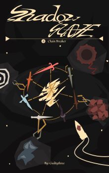 Rule 34 | abstract, absurdres, commentary, copyright name, dagger, english commentary, english text, floating island, gears, highres, knife, no humans, no lineart, object focus, shadow slave, ship, spiral, swift6000, tree, watercraft, weapon