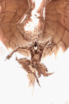 beaked_helmet bird_boy bird_costume commentary english_commentary highres marvel mechanical_wings monochrome mouth_beam patrick_ganas powering_up simple_background spider-man:_across_the_spider-verse spider-man_(series) spider-verse spiked_knuckles vulture_(marvel) white_background wings