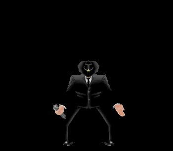 1boy 3d animated animated_gif beard dancing elite_beat_agents facial_hair formal_clothes hat lowres male_focus microphone solo source_request suit