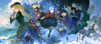 6+girls 7-string_guitar absurdres amoris_(bang_dream!) animal_ears arknights arm_up ascot asymmetrical_gloves ave_mujica_(bang_dream!) bang_dream! bang_dream!_it&#039;s_mygo!!!!! bead_necklace beads beret bird black_ascot black_bonnet black_boots black_capelet black_choker black_corset black_dress black_gloves black_hair black_hat black_pantyhose black_ribbon black_skirt black_socks black_thighhighs blonde_hair blue_eyes blue_hair blue_skirt blue_string bonnet boots breasts brooch brown_dress capelet cat_ears cat_girl chinese_commentary choker closed_mouth commentary_request corset crosswalk detached_sleeves dog_ears dog_girl doloris_(bang_dream!) dress drum drum_set dual_persona electric_guitar extended_range_guitar floating_hair fur-trimmed_boots fur_trim garter_straps gloves green_hair green_skirt grey_jacket grey_neckerchief grey_shirt guitar guitar_case hair_between_eyes hair_ornament hair_ribbon hairclip hanasakigawa_school_uniform haneoka_school_uniform hat highres holding holding_instrument holding_knife holding_plectrum incredibly_absurdres instrument instrument_case jacket jewelry kneehighs knife long_hair long_sleeves medium_breasts medium_hair mismatched_gloves misumi_uika misumi_uika_(caged_singer) mortis_(bang_dream!) mortis_(costume)_(bang_dream!) multiple_girls neckerchief necklace oblivionis_(bang_dream!) off-shoulder_shirt off_shoulder open_mouth pantyhose people pinafore_dress pink_eyes playing_drum plectrum puffy_short_sleeves puffy_sleeves purple_eyes purple_hair rabbit_ears rabbit_girl red_capelet red_hat red_shirt red_shorts ribbon sailor_dress school_uniform shirt short_sleeves shorts single_detached_sleeve sitting skirt sleeveless sleeveless_dress socks standing tail thigh_boots thighhighs timoris_(bang_dream!) togawa_sakiko tsukinomori_school_uniform wakaba_mutsumi wakaba_mutsumi_(marionette&#039;s_id) watermark weibo_watermark white_ascot white_shirt white_socks wolf_ears wolf_girl wolf_tail wu_tang_qishui_zhuanying_dian x_hair_ornament yahata_umiri yahata_umiri_(moonlight_executioner) yellow_eyes yellow_gloves yuutenji_nyamu yuutenji_nyamu_(magician_of_passion)