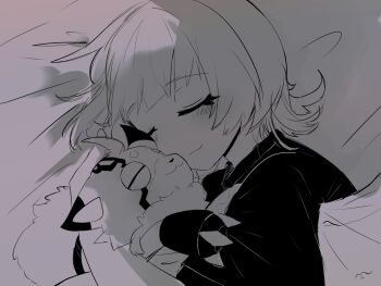 blush digimon digimon_(creature) digimon_beatbreak mkz_dg pristimon sakuya_reina short_hair sleeping smile