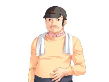1boy brown_eyes brown_hair facial_hair fat fat_man game_cg hairy kuroda_akimi non-web_source official_art old old_man tsuma_shibori tsumamigui_(series) ugly_bastard yokosuka_saburo