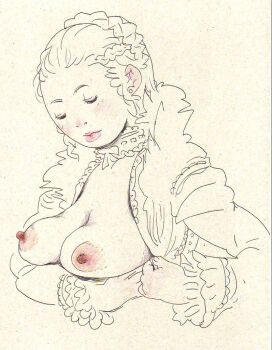 Rule 34 | 1girl, breasts, breasts, lace, medium breasts, nipples, shizuoka (bl09), tagme