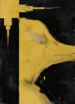 Rule 34 | abstract, abstract background, closed eyes, closed mouth, composure (disco elysium), disco elysium, fang, fang (goodbye volcano high), goodbye volcano high, non-web source, original, pokerface, portrait, solo
