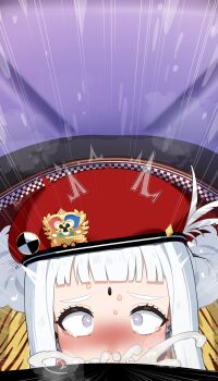 1boy 1girl absurdres beret blush commentary_request cum cum_in_mouth cum_overflow deepthroat echika_y._franburnett epaulettes fellatio gloves grey_eyes hat heart heart-shaped_pupils hetero highres long_hair mizumizuni oral pov red_hat solo_focus super_robot_wars super_robot_wars_y sweat symbol-shaped_pupils white_gloves white_hair